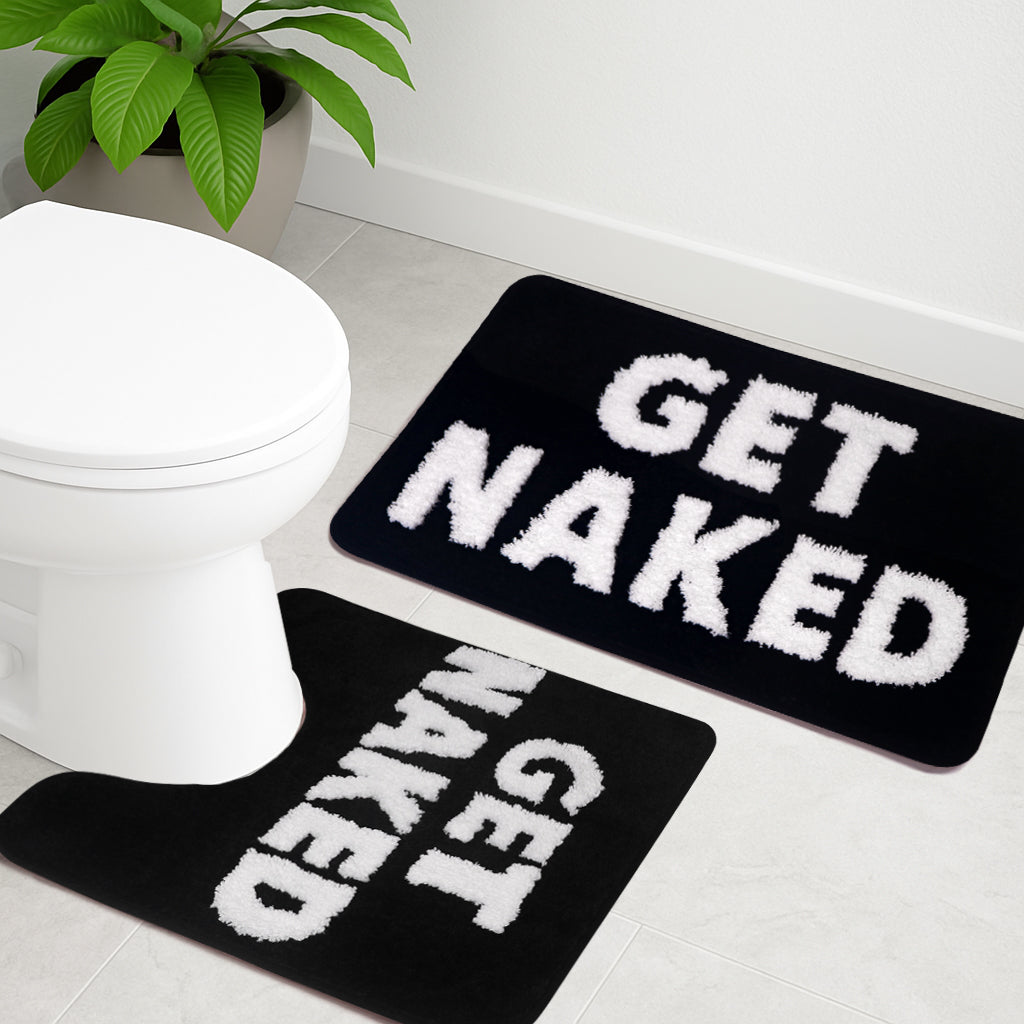 Bathroom Rugs Sets 2 Piece, Soft and Plush Get Naked Bath Mat and U-Shaped Toilet Rug, Absorbent Microfiber with Non-Slip Backing, Machine Washable Quick-Dry Bath Mats for Bathroom, Shower, Tub