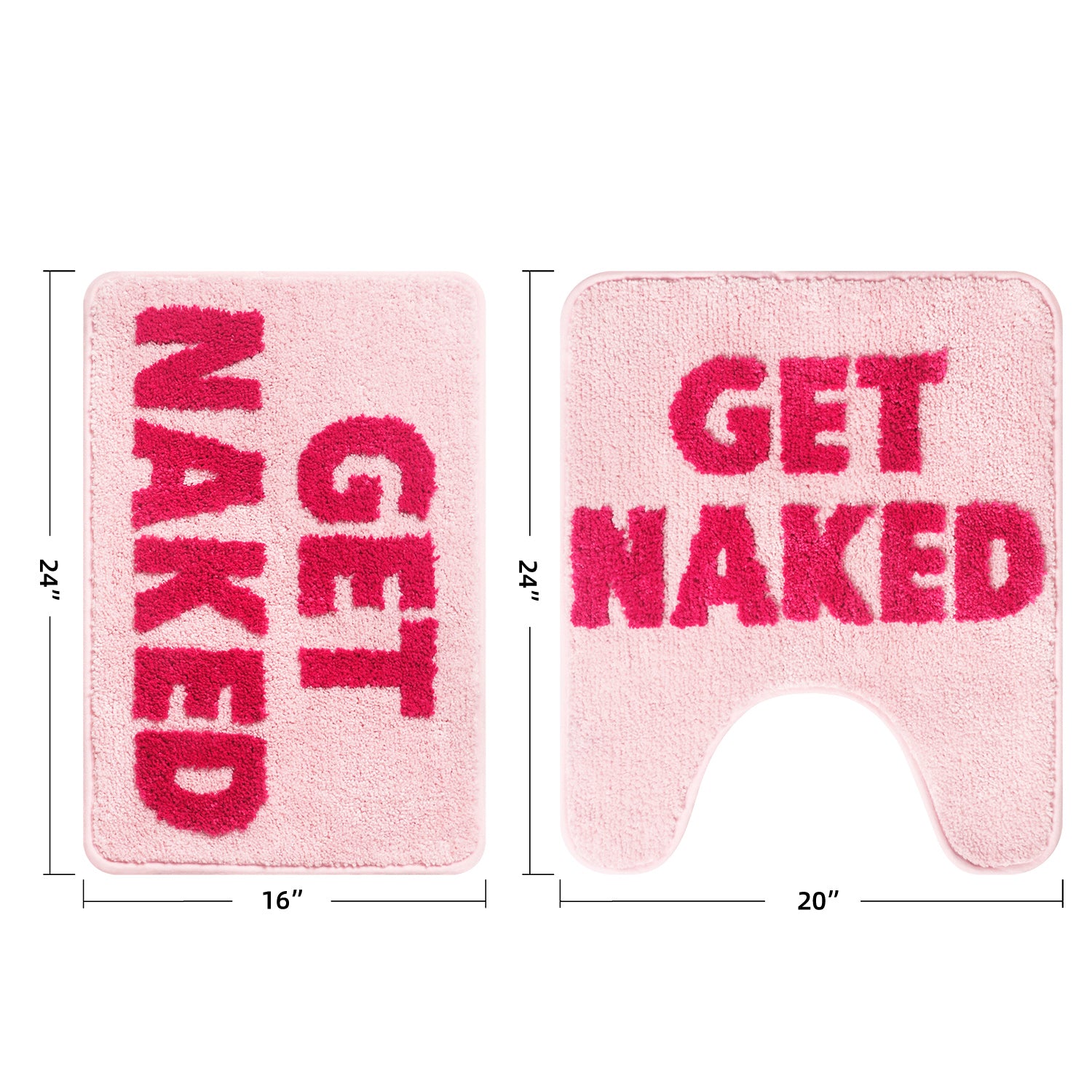 Bathroom Rugs Sets 2 Piece, Soft and Plush Get Naked Bath Mat and U-Shaped Toilet Rug, Absorbent Microfiber with Non-Slip Backing, Machine Washable Quick-Dry Bath Mats for Bathroom, Shower, Tub