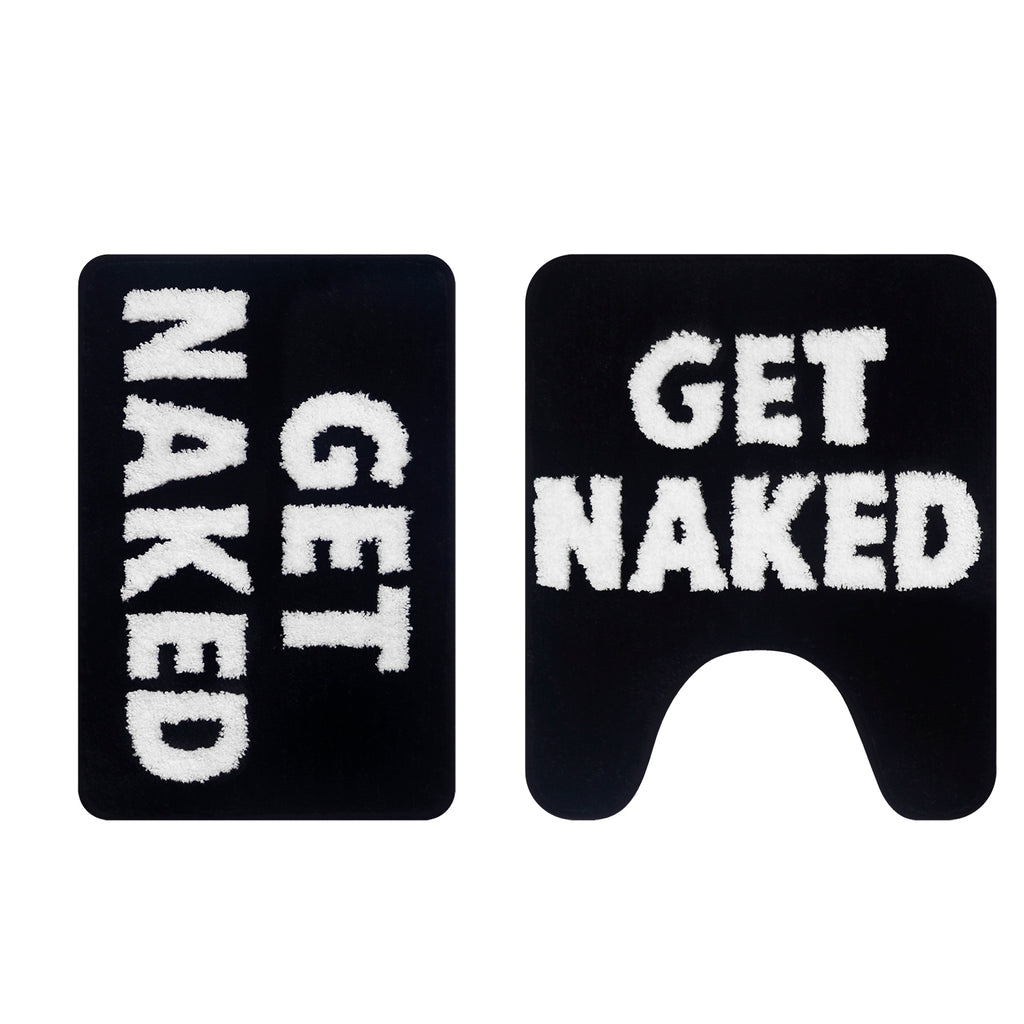 Bathroom Rugs Sets 2 Piece, Soft and Plush Get Naked Bath Mat and U-Shaped Toilet Rug, Absorbent Microfiber with Non-Slip Backing, Machine Washable Quick-Dry Bath Mats for Bathroom, Shower, Tub