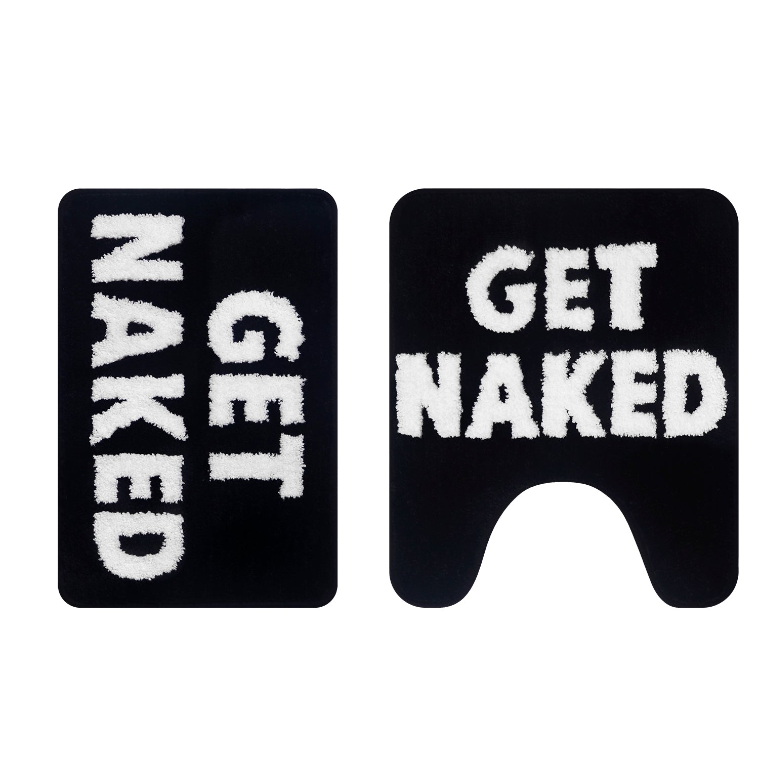 Bathroom Rugs Sets 2 Piece, Soft and Plush Get Naked Bath Mat and U-Shaped Toilet Rug, Absorbent Microfiber with Non-Slip Backing, Machine Washable Quick-Dry Bath Mats for Bathroom, Shower, Tub