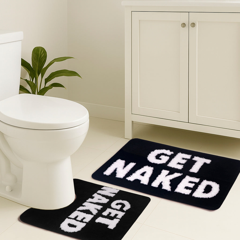 Bathroom Rugs Sets 2 Piece, Soft and Plush Get Naked Bath Mat and U-Shaped Toilet Rug, Absorbent Microfiber with Non-Slip Backing, Machine Washable Quick-Dry Bath Mats for Bathroom, Shower, Tub