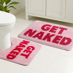 Bathroom Rugs Sets 2 Piece, Soft and Plush Get Naked Bath Mat and U-Shaped Toilet Rug, Absorbent Microfiber with Non-Slip Backing, Machine Washable Quick-Dry Bath Mats for Bathroom, Shower, Tub