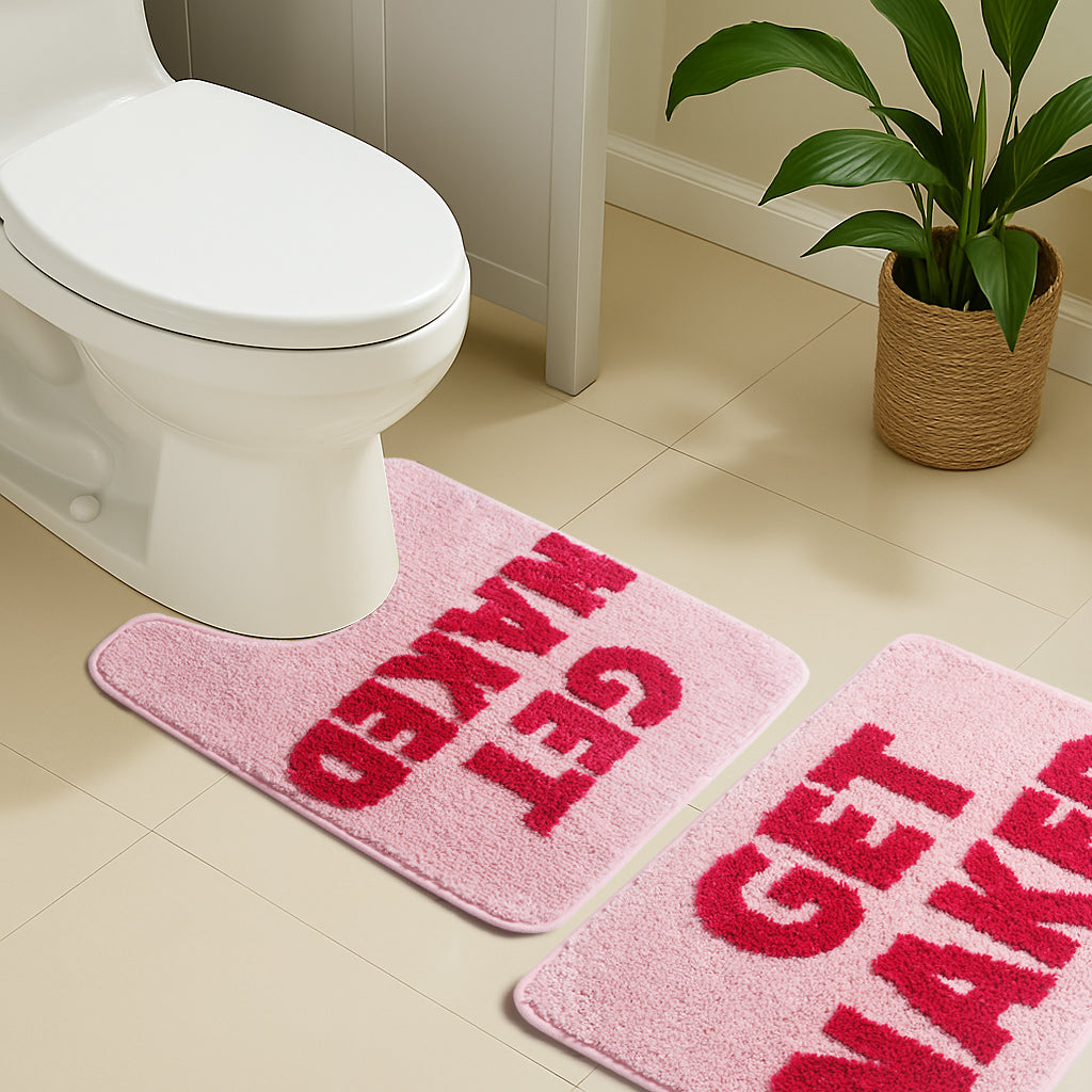 Bathroom Rugs Sets 2 Piece, Soft and Plush Get Naked Bath Mat and U-Shaped Toilet Rug, Absorbent Microfiber with Non-Slip Backing, Machine Washable Quick-Dry Bath Mats for Bathroom, Shower, Tub