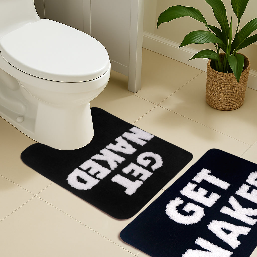 Bathroom Rugs Sets 2 Piece, Soft and Plush Get Naked Bath Mat and U-Shaped Toilet Rug, Absorbent Microfiber with Non-Slip Backing, Machine Washable Quick-Dry Bath Mats for Bathroom, Shower, Tub