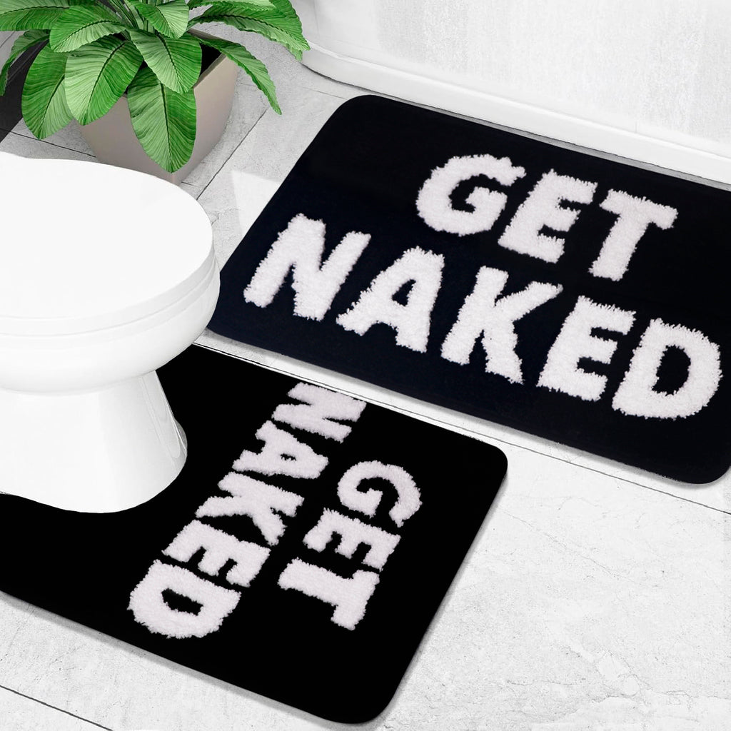 Bathroom Rugs Sets 2 Piece, Soft and Plush Get Naked Bath Mat and U-Shaped Toilet Rug, Absorbent Microfiber with Non-Slip Backing, Machine Washable Quick-Dry Bath Mats for Bathroom, Shower, Tub