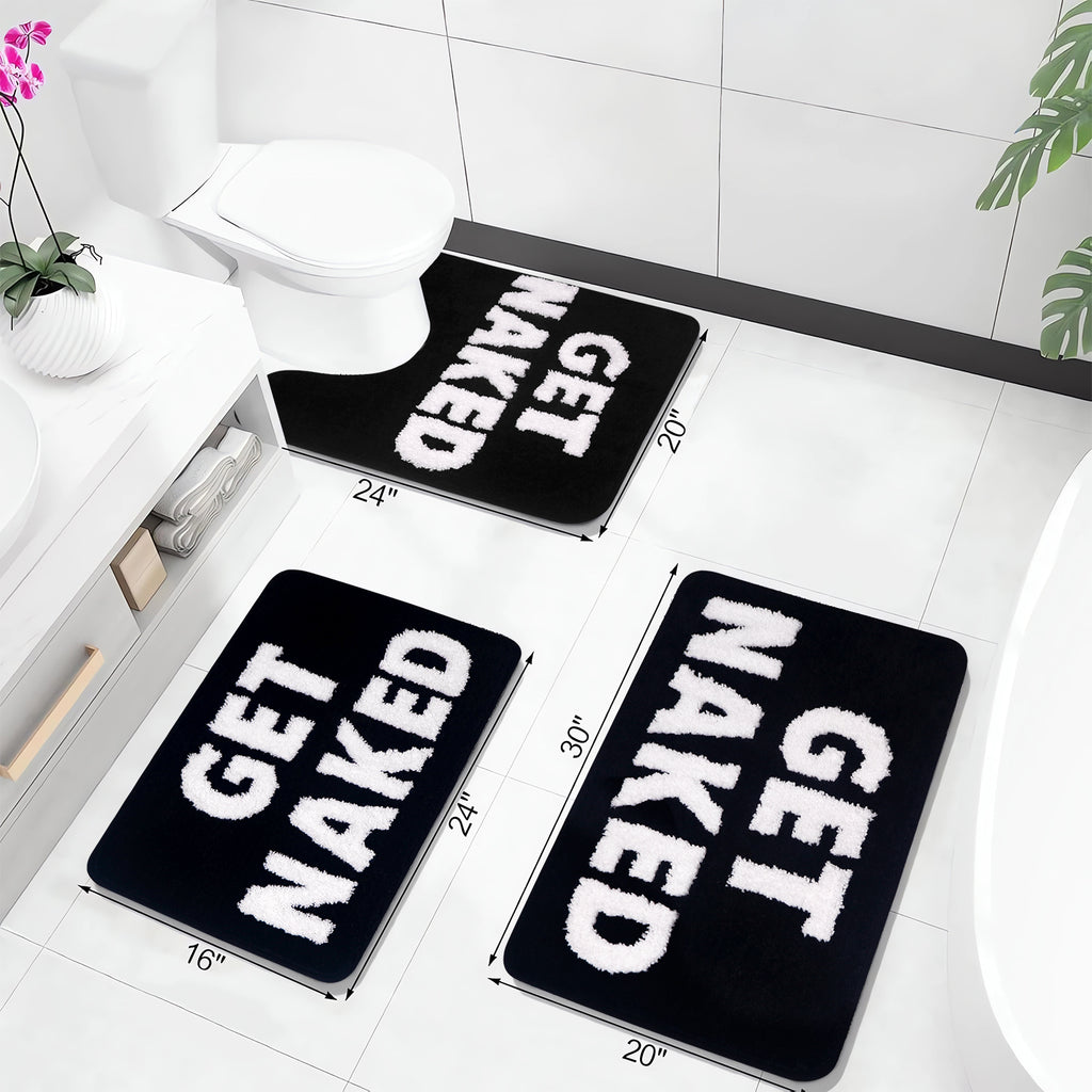 Bathroom Rugs Sets 2 Piece, Soft and Plush Get Naked Bath Mat and U-Shaped Toilet Rug, Absorbent Microfiber with Non-Slip Backing, Machine Washable Quick-Dry Bath Mats for Bathroom, Shower, Tub