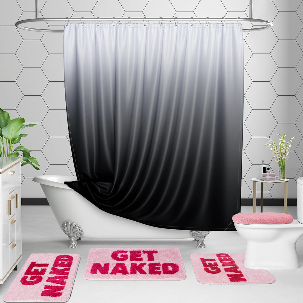 Bathroom Rugs Sets 2 Piece, Soft and Plush Get Naked Bath Mat and U-Shaped Toilet Rug, Absorbent Microfiber with Non-Slip Backing, Machine Washable Quick-Dry Bath Mats for Bathroom, Shower, Tub
